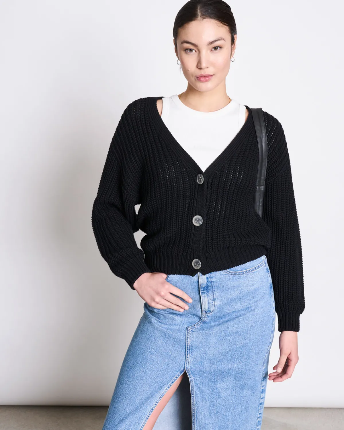 New JAN 'N JUNE CHUNKY CARDIGAN LENA BLACK GOTS