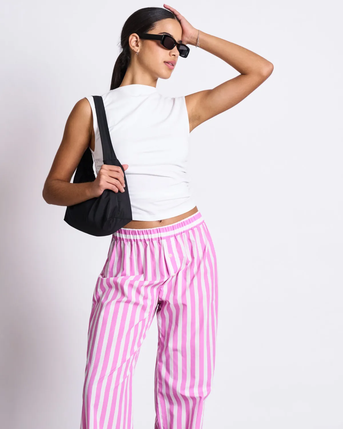 Clearance JAN 'N JUNE COTTON PANTS SOBY WHITE HOT PINK STRIPED