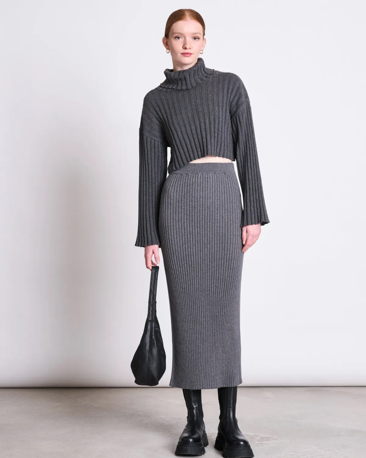 Fashion JAN 'N JUNE CROPPED TURTLENECK CALIGO DARK GREY GOTS