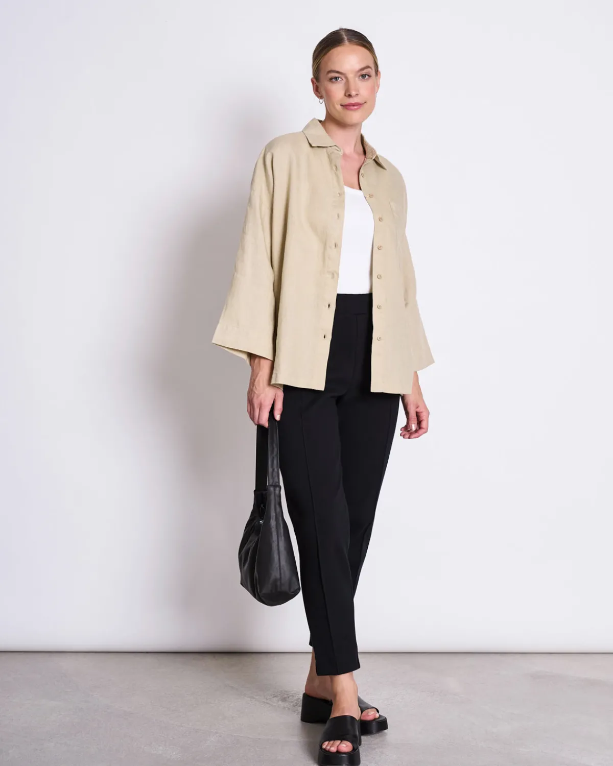 Shop JAN 'N JUNE LINEN SHIRT MONS SAND