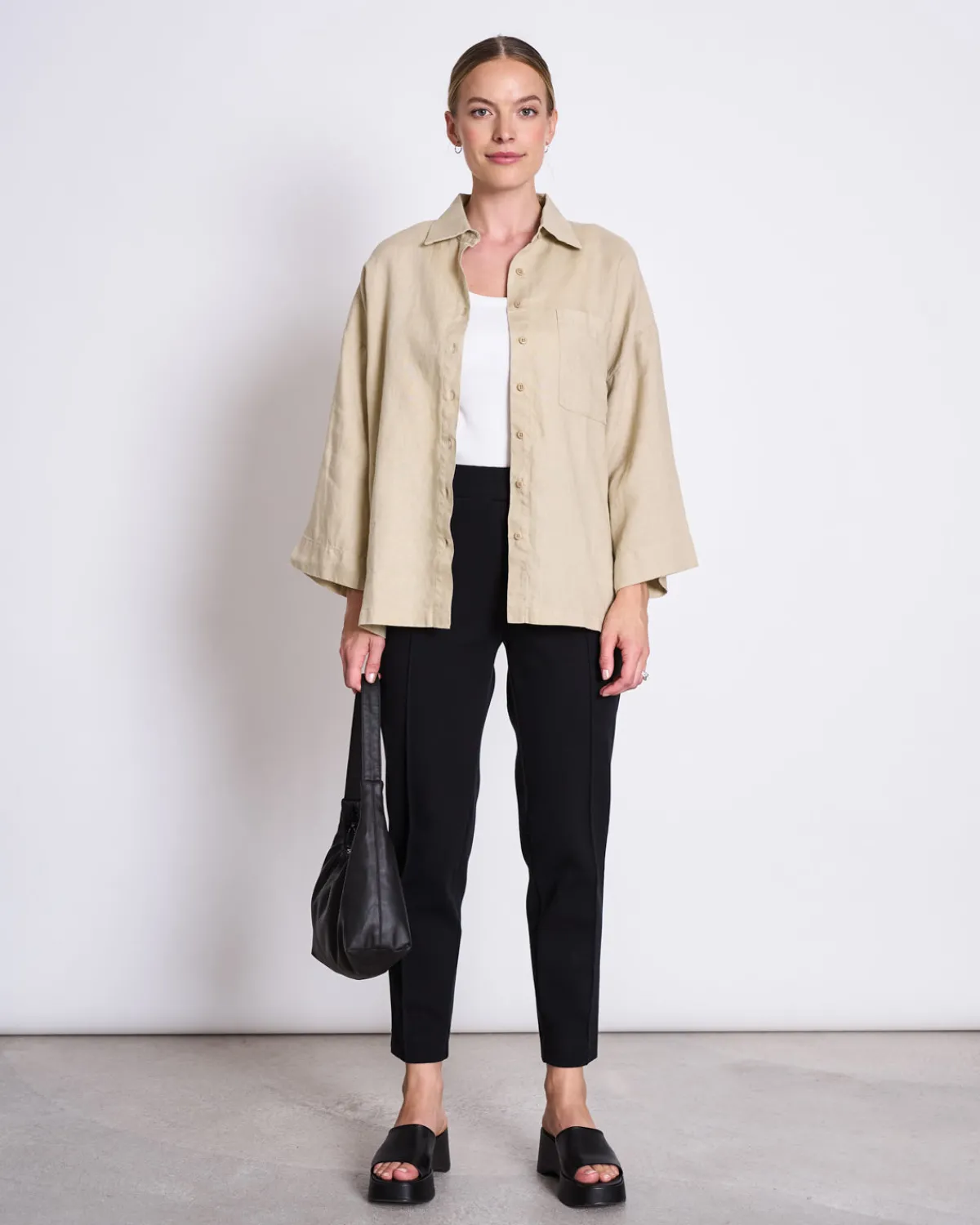 Shop JAN 'N JUNE LINEN SHIRT MONS SAND