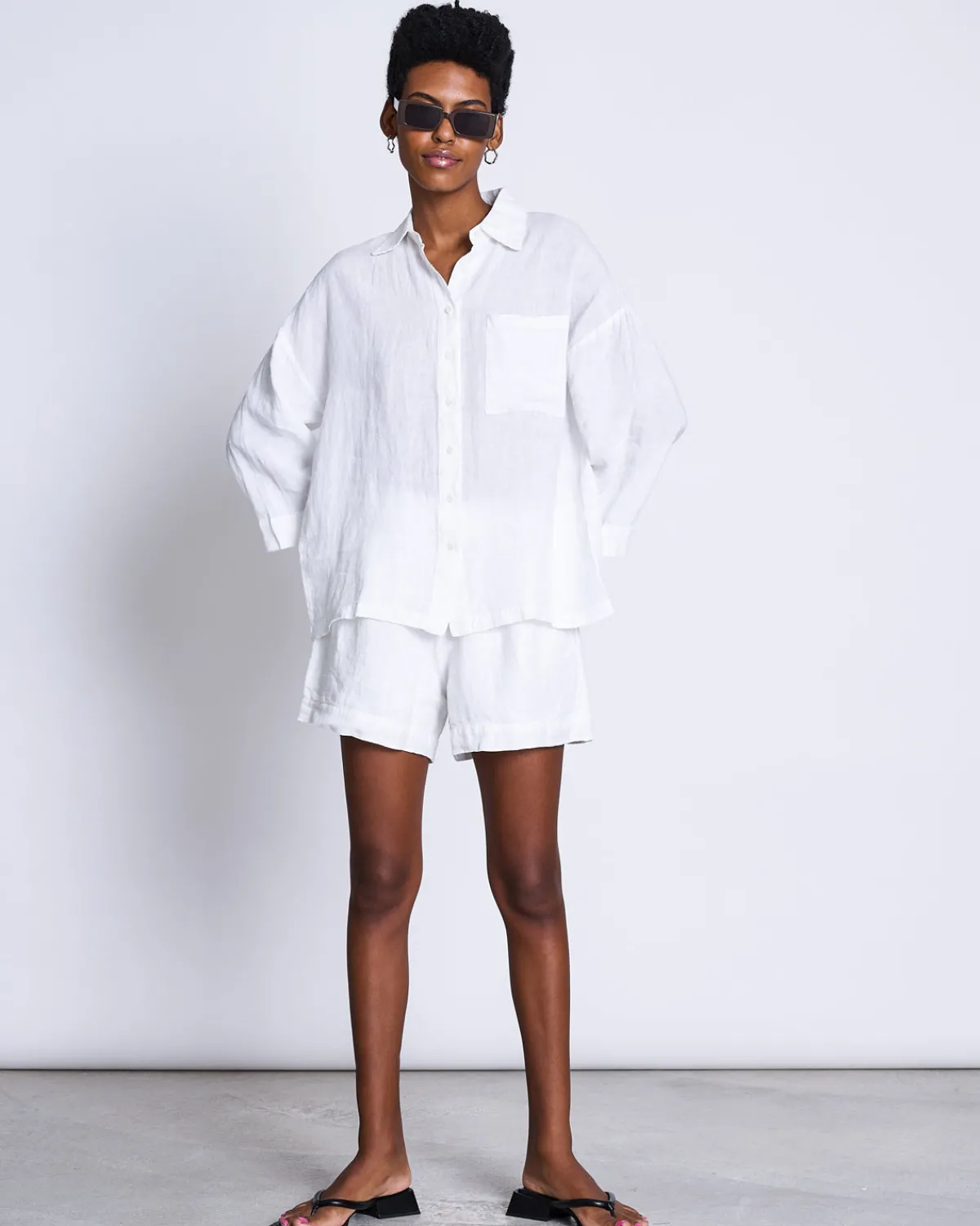 Shop JAN 'N JUNE LINEN SHIRT MONS WHITE