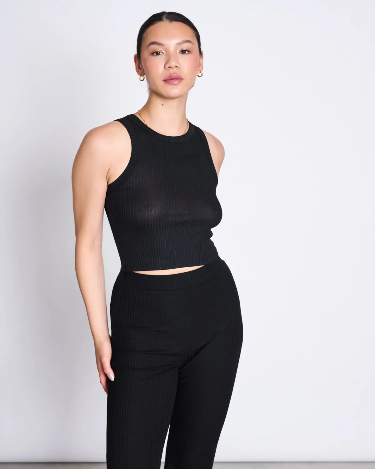 Shop JAN 'N JUNE LYOCELL RIB TANK TOP PORTO BLACK