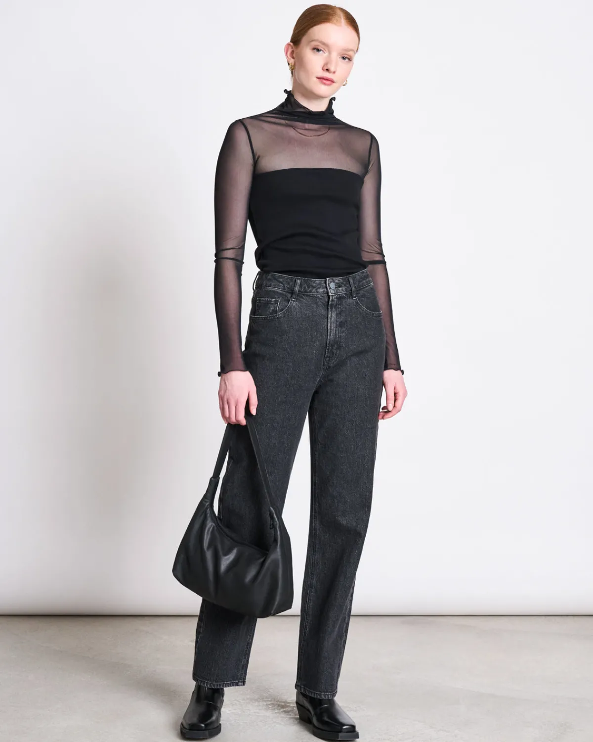 Cheap JAN 'N JUNE MESH TURTLENECK PLUIE BLACK