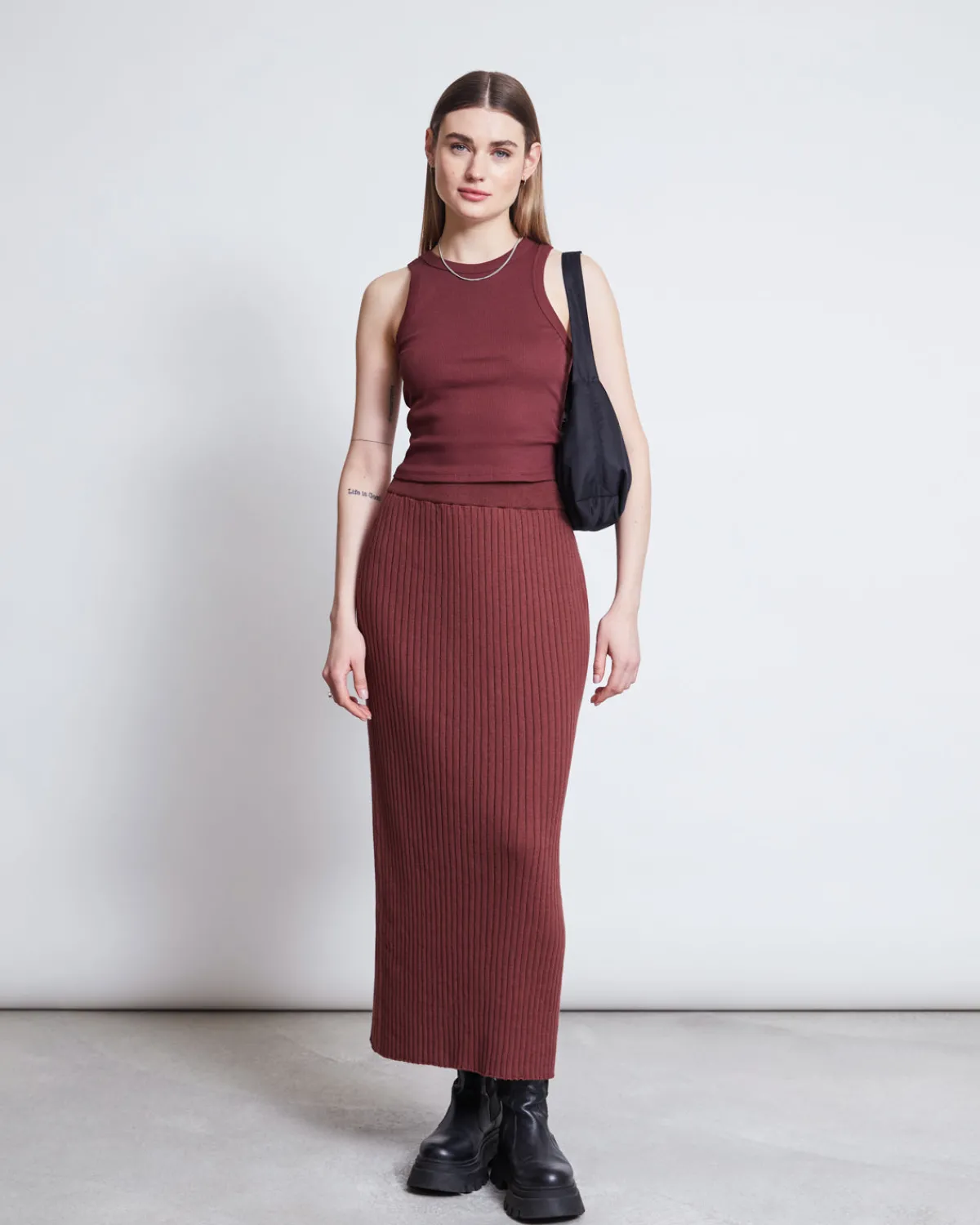 Store JAN 'N JUNE MIDI KNIT SKIRT EBBA INTENSE RUST GOTS