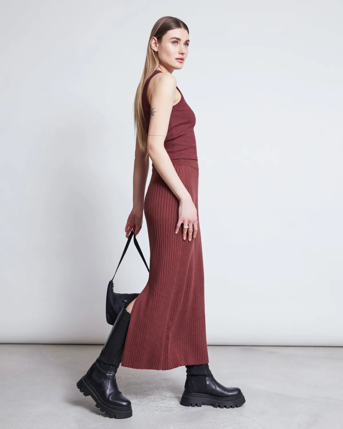 Store JAN 'N JUNE MIDI KNIT SKIRT EBBA INTENSE RUST GOTS