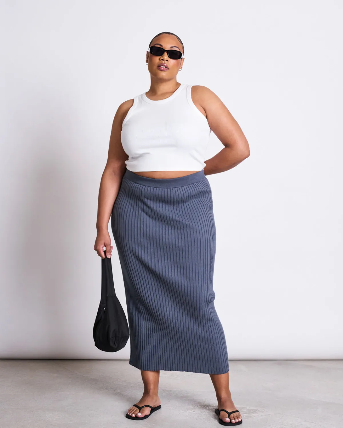 New JAN 'N JUNE MIDI KNIT SKIRT EBBA TURBULENCE GOTS