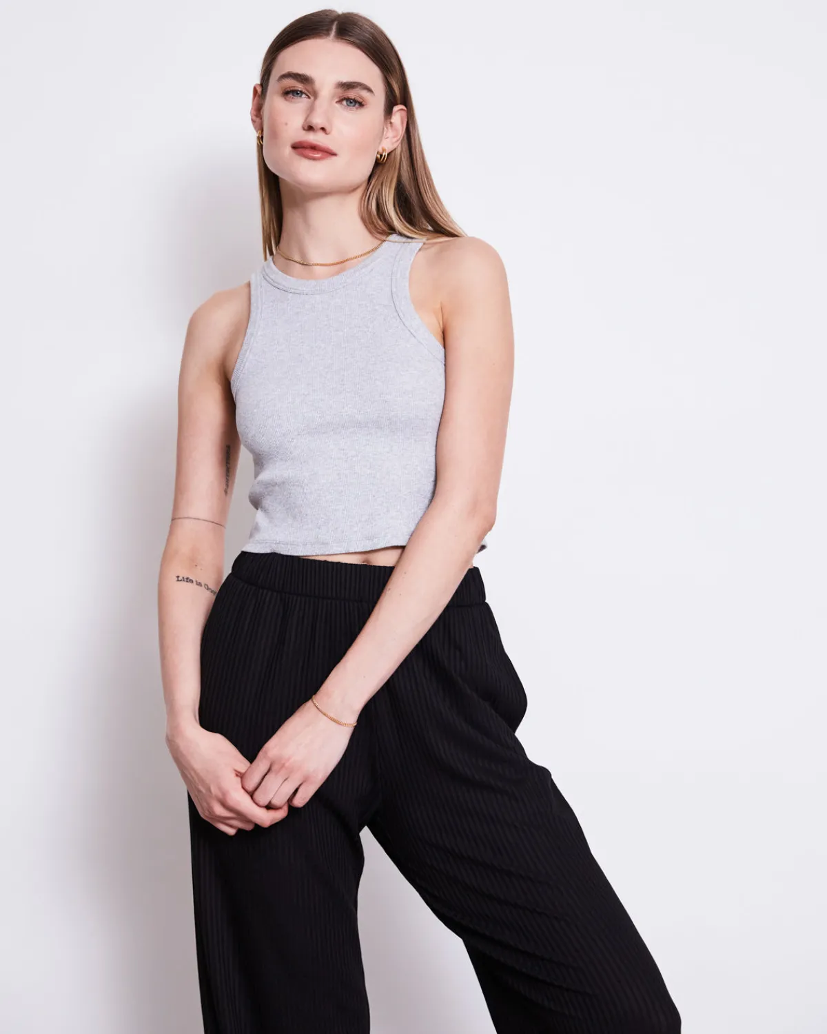 Fashion JAN 'N JUNE ORGANIC COTTON TANK TOP PORTO LIGHT GREY GOTS