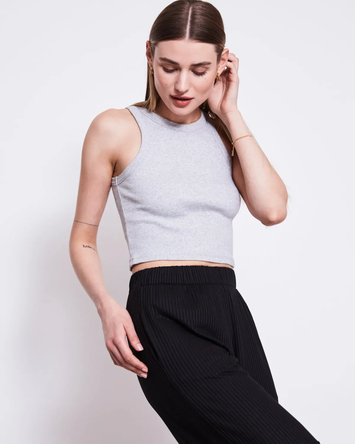 Fashion JAN 'N JUNE ORGANIC COTTON TANK TOP PORTO LIGHT GREY GOTS