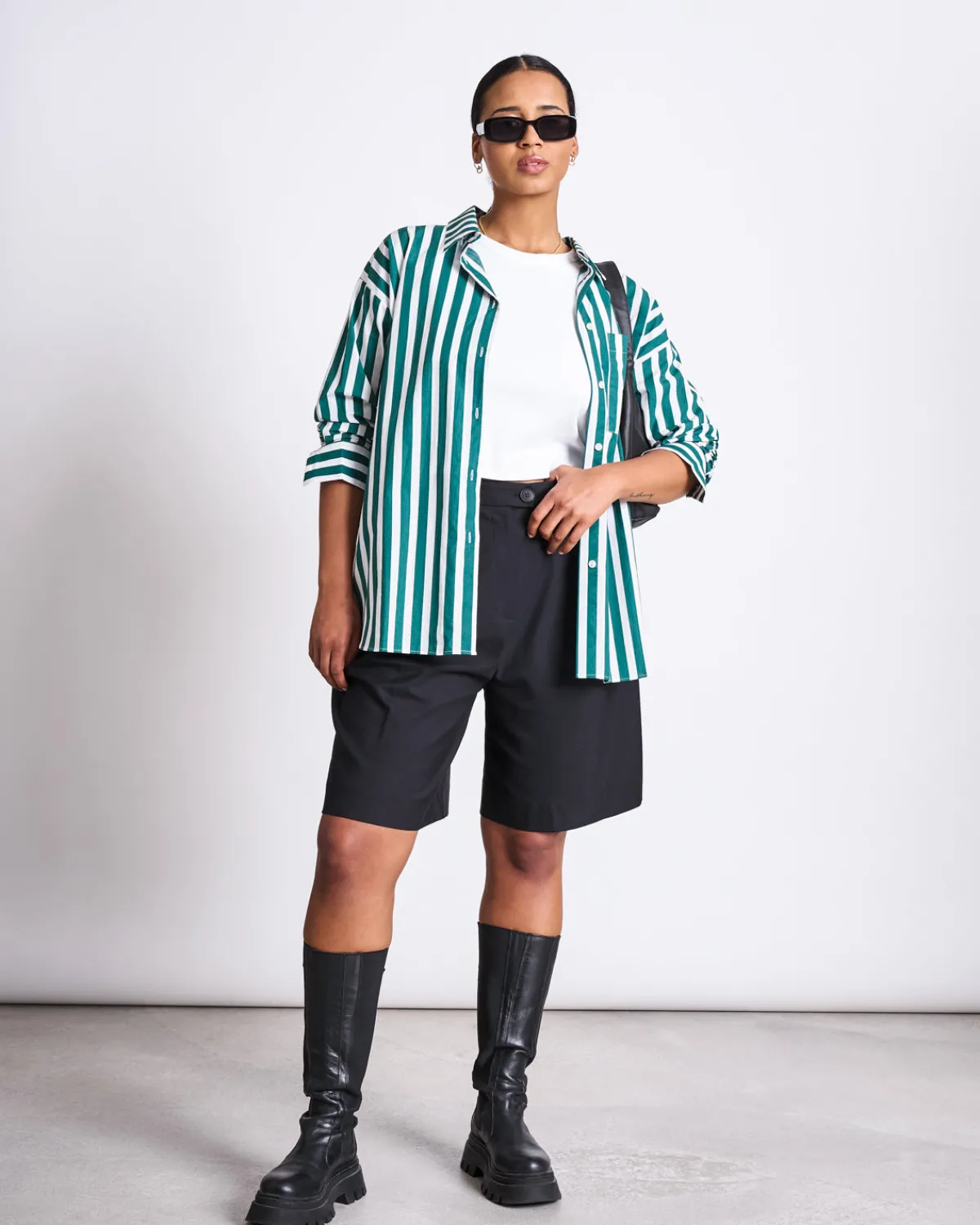 Cheap JAN 'N JUNE OVERSIZED SHIRT MAMRO BOTTLE GREEN STRIPED