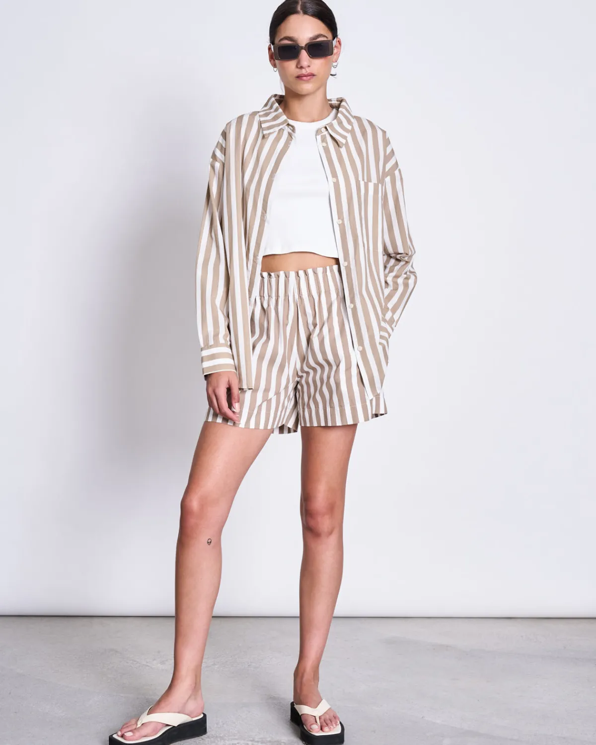 Sale JAN 'N JUNE OVERSIZED SHIRT MAMRO CAMEL STRIPED