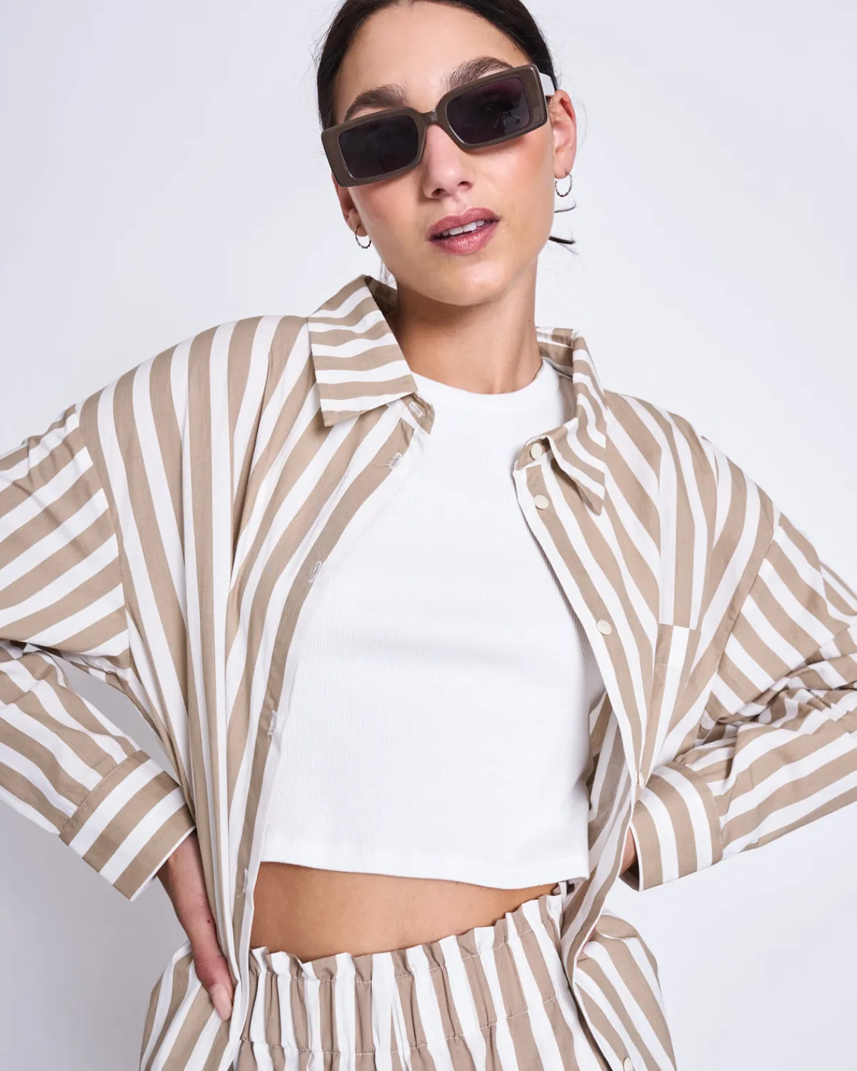 Sale JAN 'N JUNE OVERSIZED SHIRT MAMRO CAMEL STRIPED