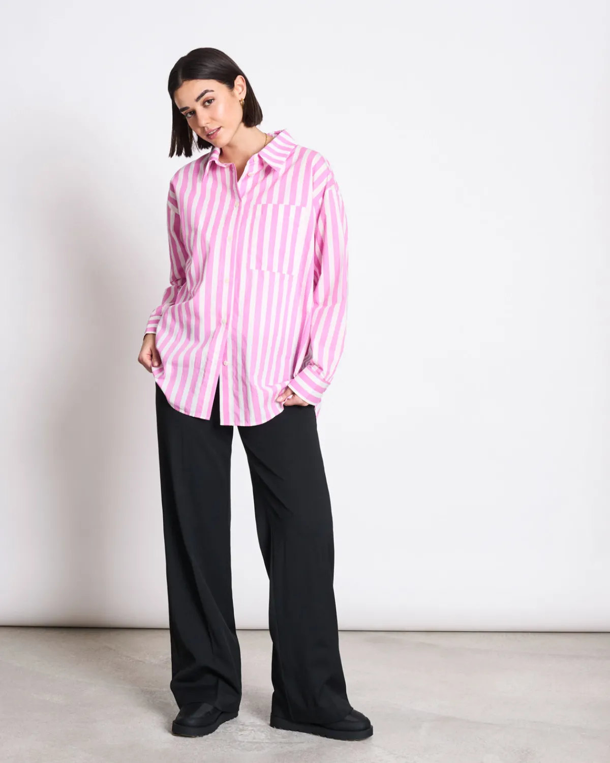 Store JAN 'N JUNE OVERSIZED SHIRT MAMRO HOT PINK STRIPED