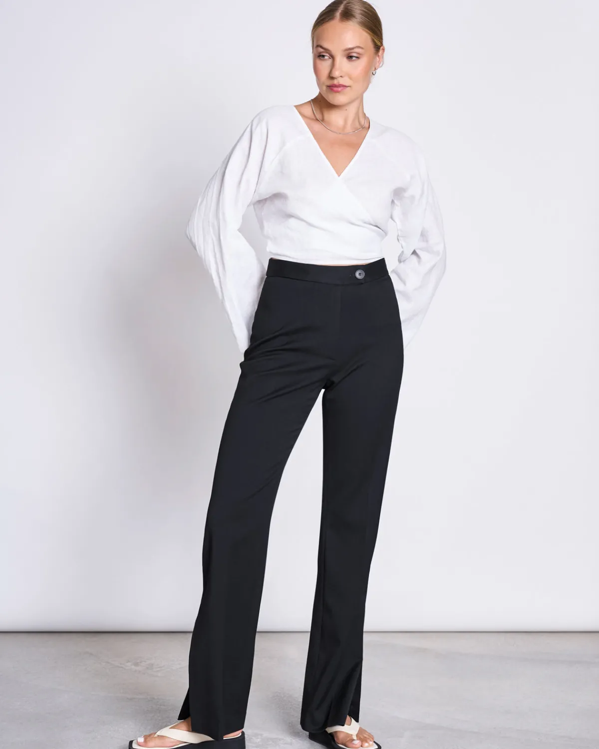 Discount JAN 'N JUNE SLIT PANTS DOURO BLACK