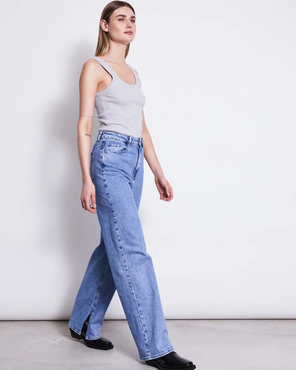 Cheap JAN 'N JUNE SLITTED WIDE LEG JEANS SELENE LIGHT BLUE