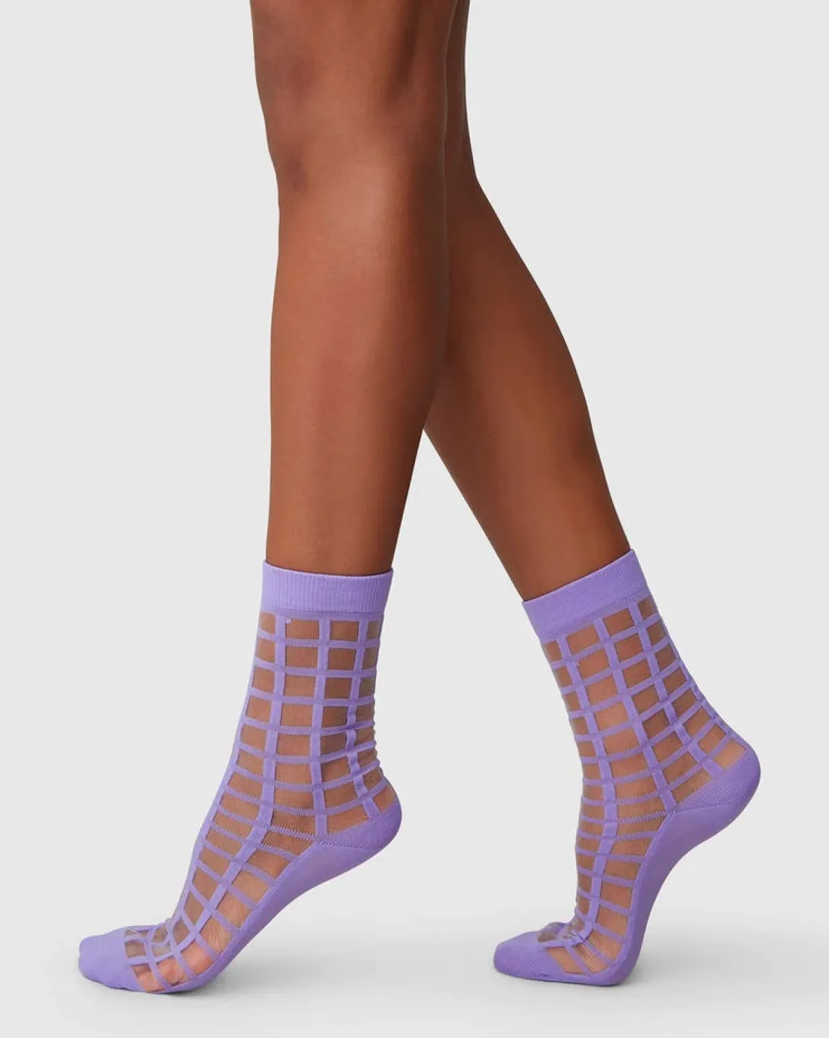 Cheap JAN 'N JUNE SWEDISH STOCKINGS SOCKS ALICIA GRID LAVENDER