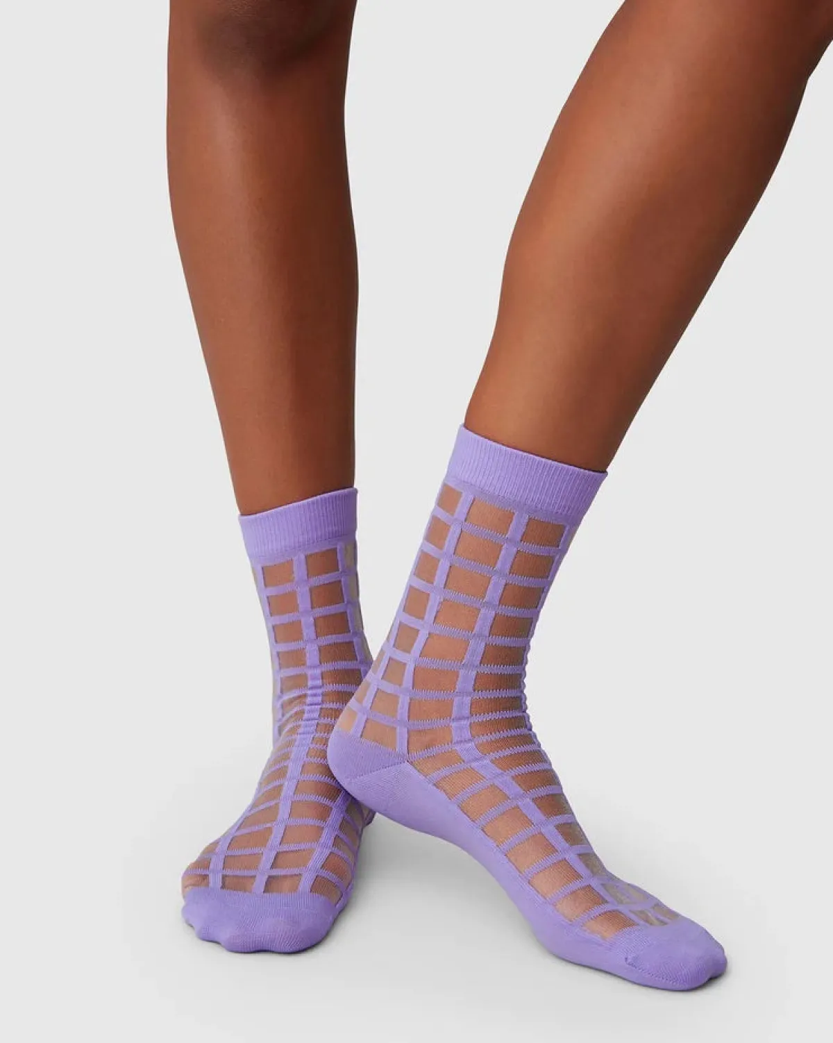 Cheap JAN 'N JUNE SWEDISH STOCKINGS SOCKS ALICIA GRID LAVENDER