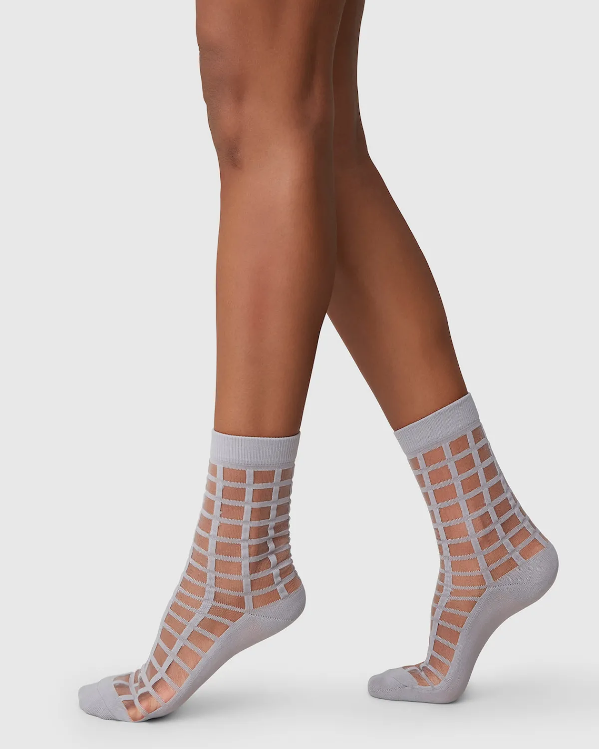 Online JAN 'N JUNE SWEDISH STOCKINGS SOCKS ALICIA GRID STONE