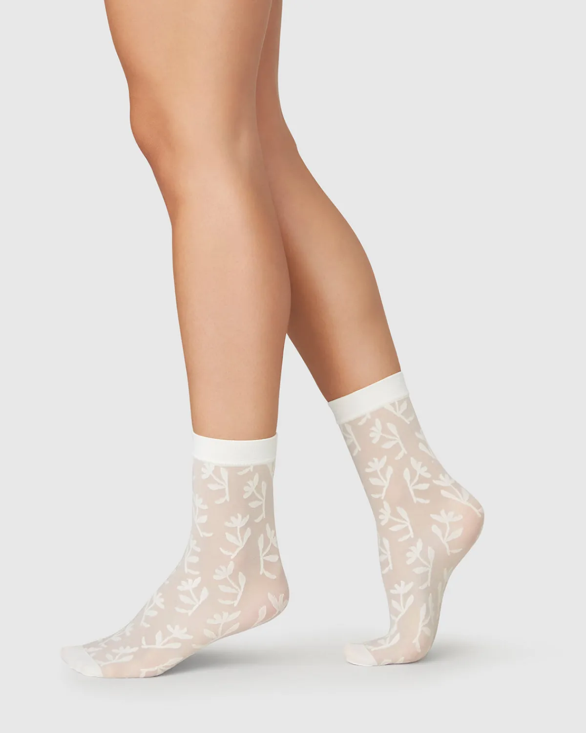 Sale JAN 'N JUNE SWEDISH STOCKINGS SOCKS FLORA FLOWER IVORY