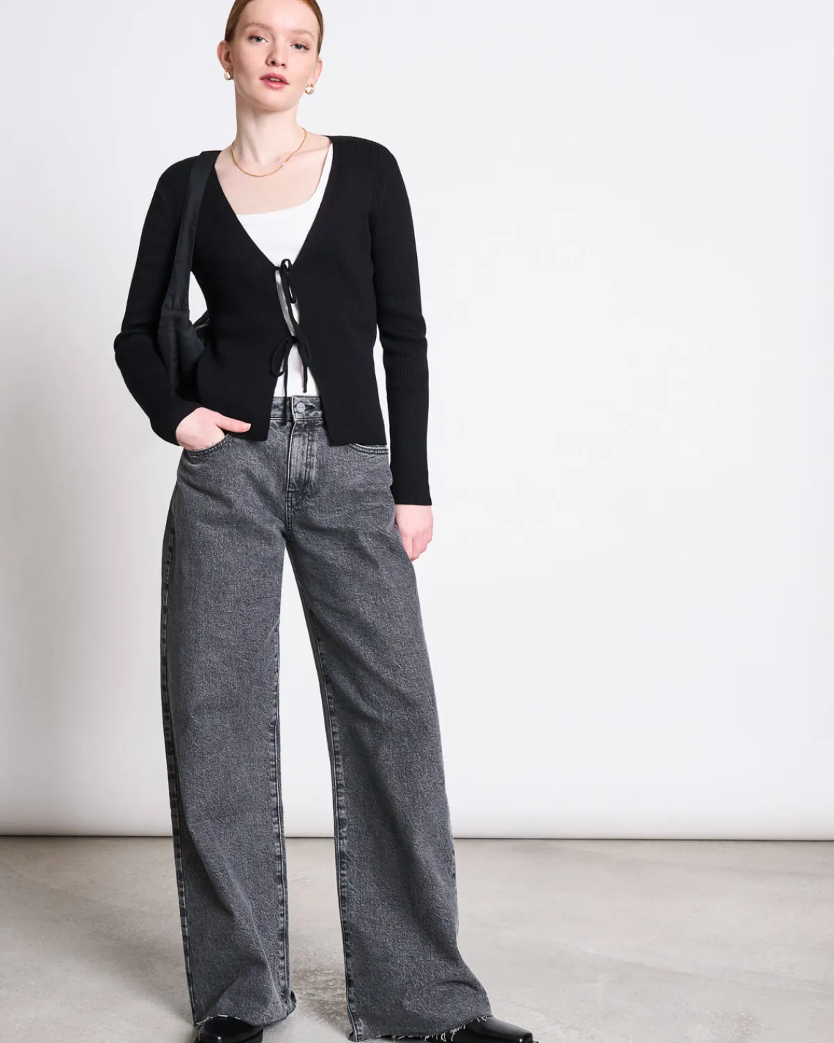 Shop JAN 'N JUNE TIE CARDIGAN TANGY BLACK GOTS